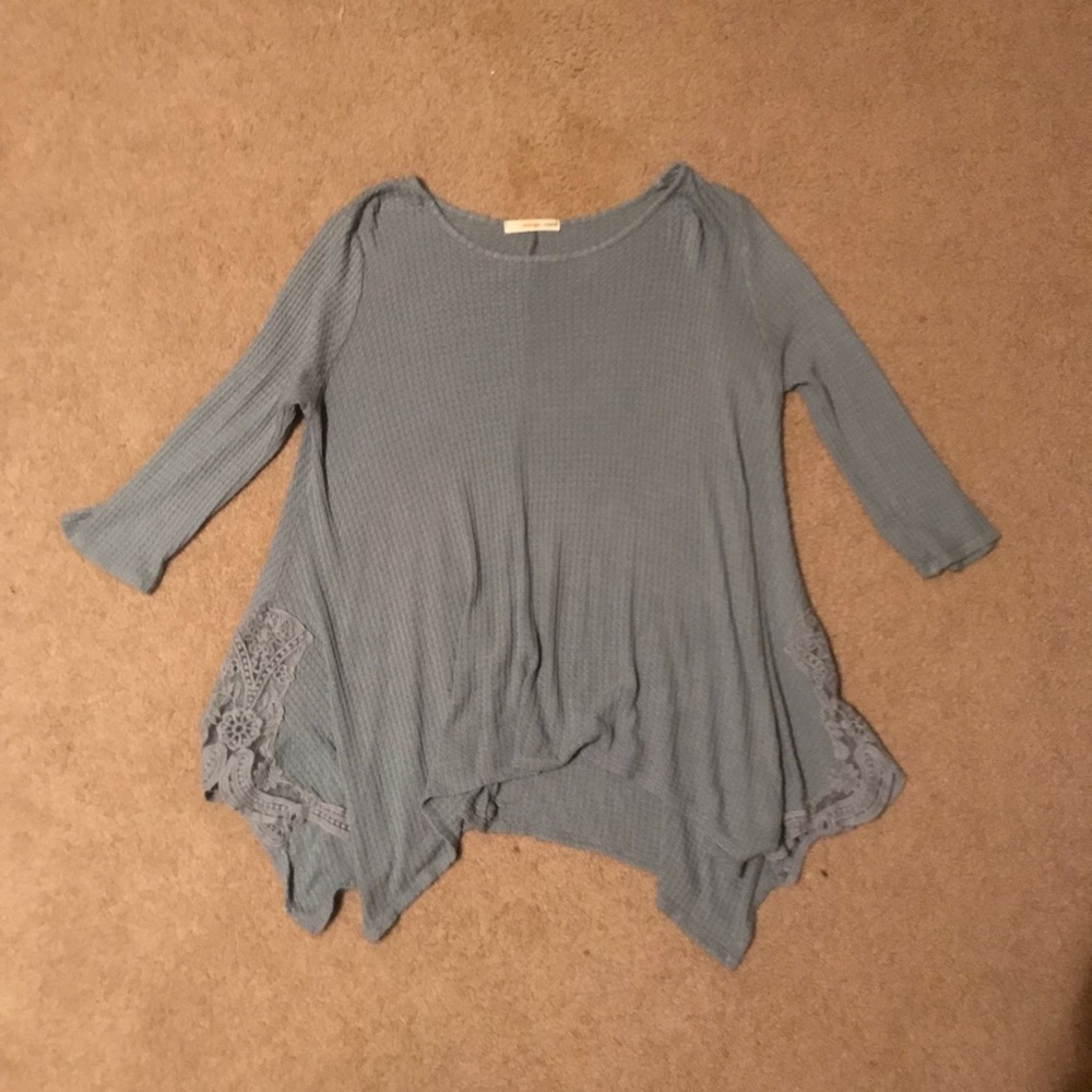 Flowy Knit Top with Floral Accents